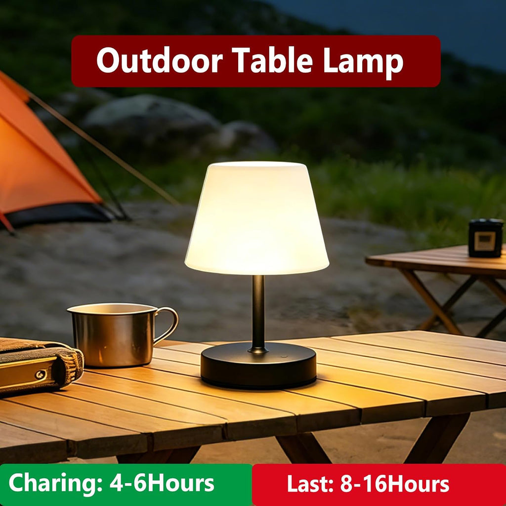 Cordless Table Lamp, Portable Rechargeable Shower Lamp (Black-2Pcs)
