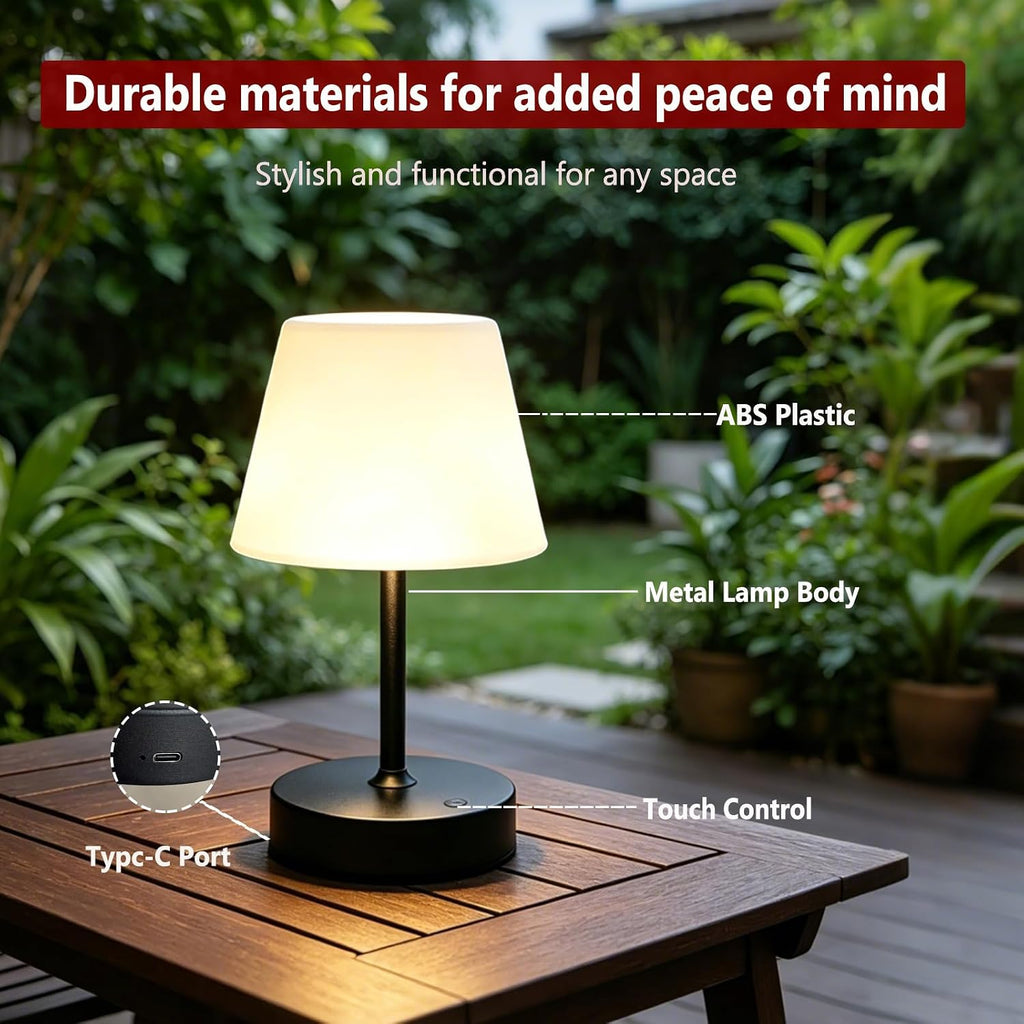 Cordless Table Lamp, Portable Rechargeable Shower Lamp (Black-2Pcs)